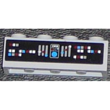 light bluish gray brick 1 x 4 with control panel on black background pattern sticker - set 7964