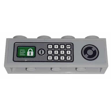 light bluish gray brick 1 x 4 with safe and keypad pattern sticker - set 60198
