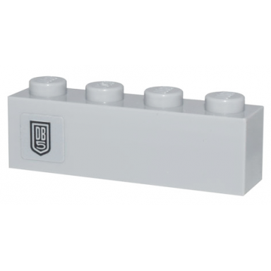 light bluish gray brick 1 x 4 with silver and black aston martin db5 logo pattern sticker - set 10262