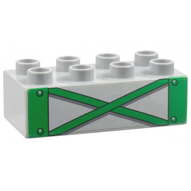 light bluish gray duplo brick 2 x 4 with green girders pattern