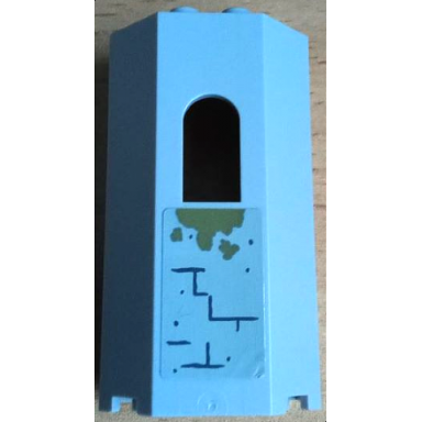 light bluish gray panel 3 x 4 x 6 with window with bricks dark bluish gray mortar and olive green moss pattern 1 sticker - set 70435