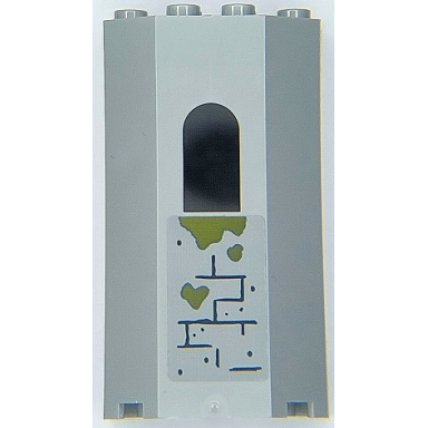 light bluish gray panel 3 x 4 x 6 with window with bricks dark bluish gray mortar and olive green moss pattern 2 sticker - set 70435