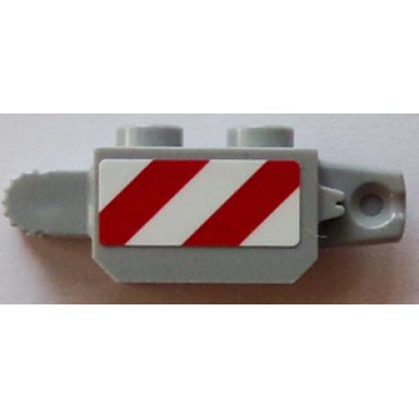 light bluish gray hinge brick 1 x 2 locking with red and white danger stripes pattern on both sides stickers - set 60073