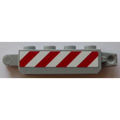 light bluish gray hinge brick 1 x 4 locking with red and white danger stripes 4 stripes pattern on both sides stickers - set 60073
