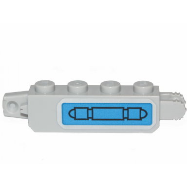 light bluish gray hinge brick 1 x 4 locking with pipe on blue background pattern model right side sticker - set 75280