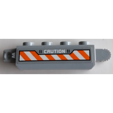 light bluish gray hinge brick 1 x 4 locking with caution and orange and white danger stripes pattern model left side sticker - set 60196
