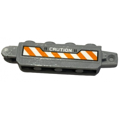light bluish gray hinge brick 1 x 4 locking with caution and orange and white danger stripes pattern model right side sticker - set 60196