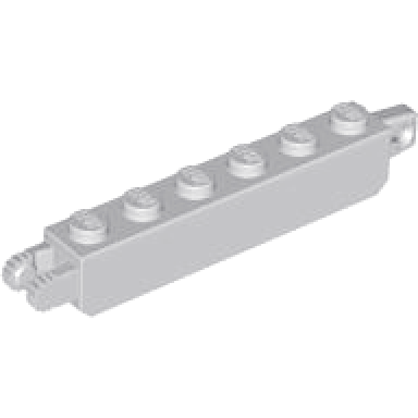 light bluish gray hinge brick 1 x 6 locking with 1 finger vertical end and 2 fingers vertical end