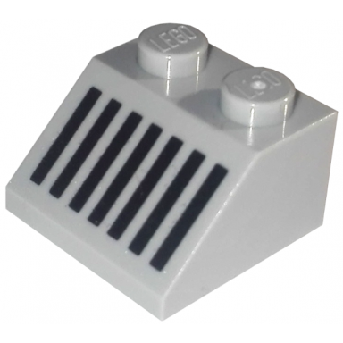 light bluish gray slope 45 2 x 2 with black grille with 7 vertical lines pattern