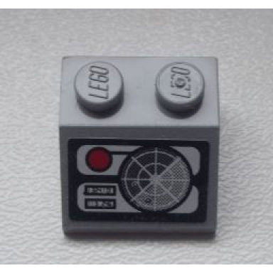 light bluish gray slope 45 2 x 2 with radar screen and red button pattern sticker - set 8639