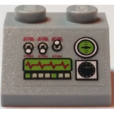 light bluish gray slope 45 2 x 2 with controls and oscilloscope display pattern sticker - sets 7298 7477