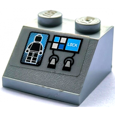 light bluish gray slope 45 2 x 2 with black minifigure screen image buttons and lock on transparent background pattern sticker - set 70724