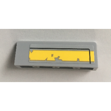 light bluish gray panel 1 x 4 x 1 with black line and worn yellow stripe pattern model left side sticker - set 75157