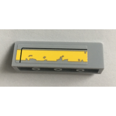 light bluish gray panel 1 x 4 x 1 with black line and worn yellow stripe pattern model right side sticker - set 75157
