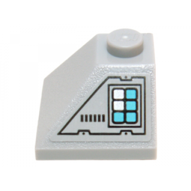 light bluish gray slope 45 2 x 2 double convex with medium azure and white keypad and black vents pattern sticker - set 71200