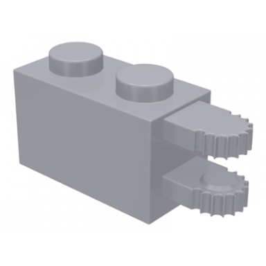 light bluish gray hinge brick 1 x 2 locking with 2 fingers horizontal end