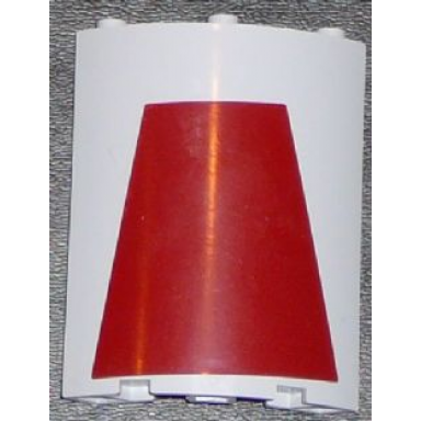 light bluish gray cylinder quarter 4 x 4 x 6 with dark red trapezoid pattern sticker - set 7964