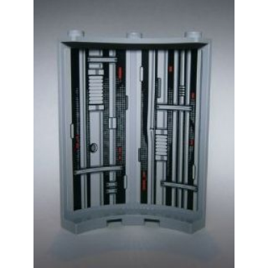 light bluish gray cylinder quarter 4 x 4 x 6 with sw death star ii reactor shaft pattern stickers - set 75093