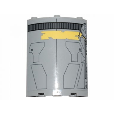 light bluish gray cylinder quarter 4 x 4 x 6 with sw droid escape pod pattern 1 sticker - set 75136