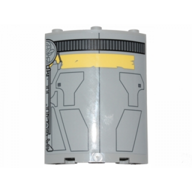 light bluish gray cylinder quarter 4 x 4 x 6 with sw droid escape pod pattern 2 sticker - set 75136