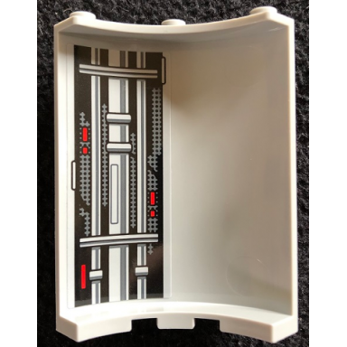 light bluish gray cylinder quarter 4 x 4 x 6 with panel pipes and red lights pattern 2 sticker - set 75291