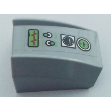 light bluish gray slope curved 2 x 2 lip with gauges and switches pattern sticker - set 7297