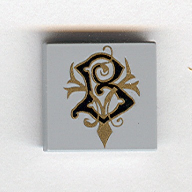 light bluish gray tile 2 x 2 with coat of arms beauxbatons pattern