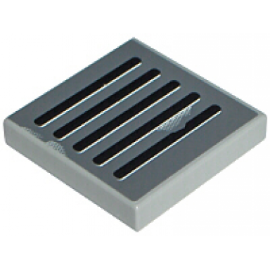 light bluish gray tile 2 x 2 with black grille and wear marks on dark bluish gray background pattern model left side sticker - sets 7256 7283