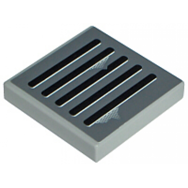 light bluish gray tile 2 x 2 with black grille and wear marks on dark bluish gray background pattern model right side sticker - sets 7256 7283