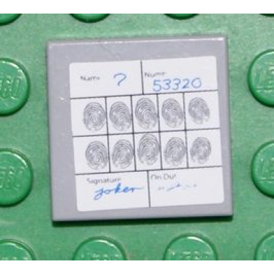 light bluish gray tile 2 x 2 with fingerprints file joker pattern sticker - set 7783