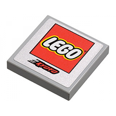 light bluish gray tile 2 x 2 with lego logo and red kyoto pattern sticker - set 8120