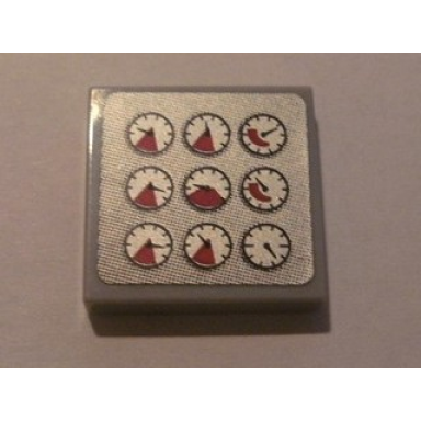 light bluish gray tile 2 x 2 with 9 gauges pattern sticker - set 8285