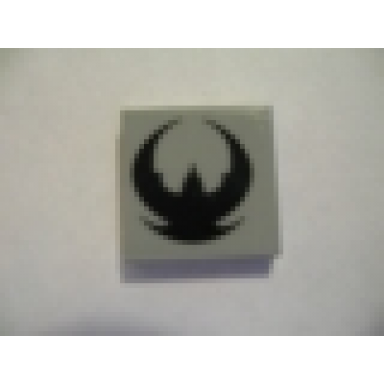 light bluish gray tile 2 x 2 with black exo-force logo pattern sticker - sets 7705 7709