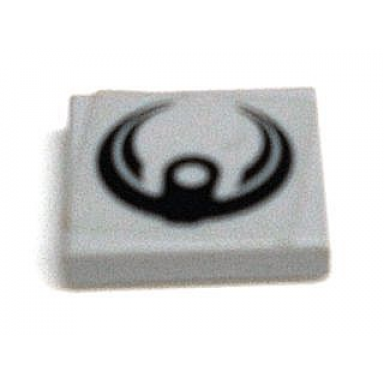 light bluish gray tile 2 x 2 with black crescent pattern sticker - set 7709