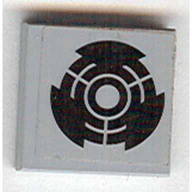 light bluish gray tile 2 x 2 with black broken circle pattern sticker - set 7709