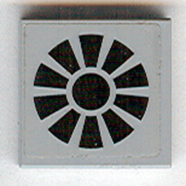 light bluish gray tile 2 x 2 with black fan pattern sticker - set 7709