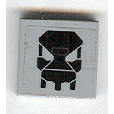 light bluish gray tile 2 x 2 with black exo-force skull pattern sticker - set 7709