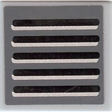 light bluish gray tile 2 x 2 with black and silver grille on dark bluish gray background pattern sticker - set 7661