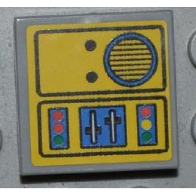 light bluish gray tile 2 x 2 with crane control panel with speaker pattern model left side sticker - set 4645