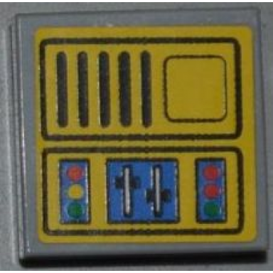 light bluish gray tile 2 x 2 with crane control panel with grille pattern model right side sticker - set 4645