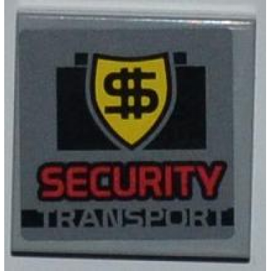 light bluish gray tile 2 x 2 with security transport pattern sticker - set 8199