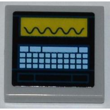 light bluish gray tile 2 x 2 with oscilloscope and keyboard pattern sticker - set 6860