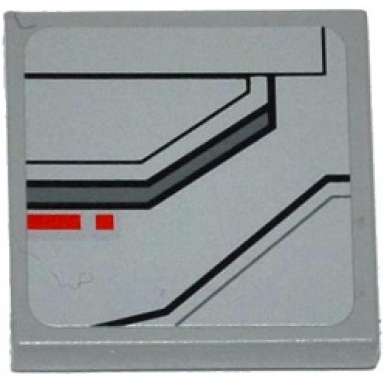light bluish gray tile 2 x 2 with sw tie advanced prototype pattern model left side sticker - set 75082