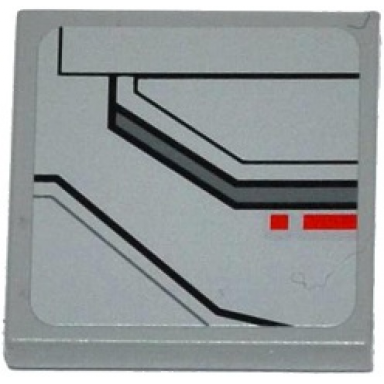 light bluish gray tile 2 x 2 with sw tie advanced prototype pattern model right side sticker - set 75082
