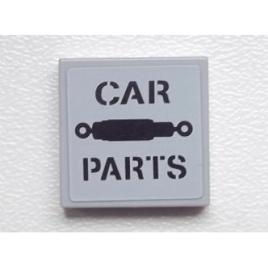 light bluish gray tile 2 x 2 with car parts and shock absorber pattern sticker - set 9486