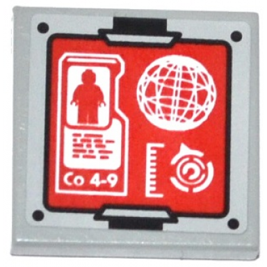 light bluish gray tile 2 x 2 with minifigure silhouette co 4-9 sphere and gauges on red screen pattern sticker - set 70815