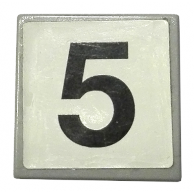 light bluish gray tile 2 x 2 with number 5 pattern sticker - set 8144