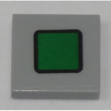 light bluish gray tile 2 x 2 with green rounded square with black border on transparent background pattern sticker - set 60197