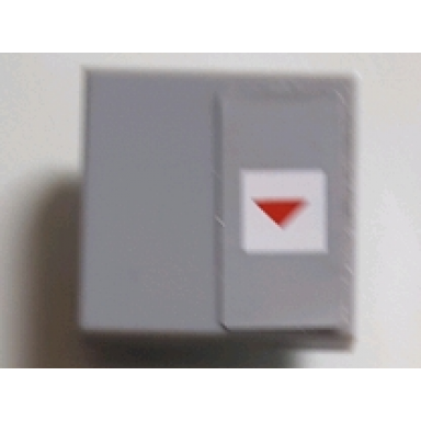 light bluish gray tile 2 x 2 with red arrow down in white square on light bluish gray background pattern on right side sticker - set 75095