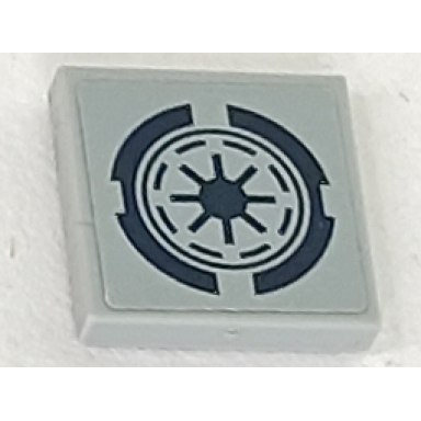 light bluish gray tile 2 x 2 with dark blue sw republic logo pattern sticker - set 75046